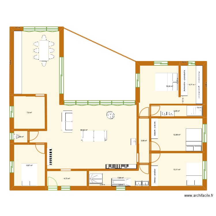 ares 1. Plan de 11 pièces et 154 m2