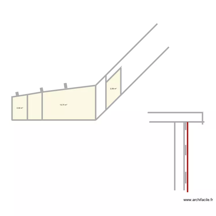 aqze. Plan de 3  et 19 m²
