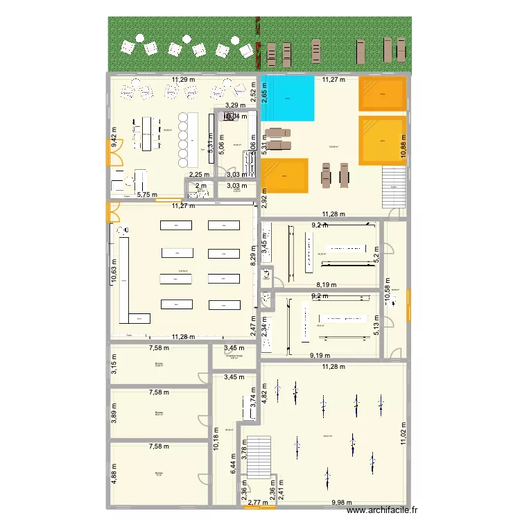 halle n&deg;2 tout en bas 2. Plan de 25  et 1273 m²