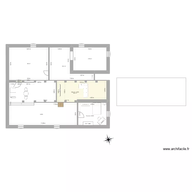 Etage +4000 _ R2. Plan de 7  et 199 m²