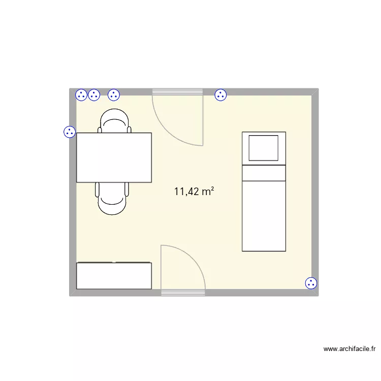 Bureau reiki. Plan de 1  et 11 m²