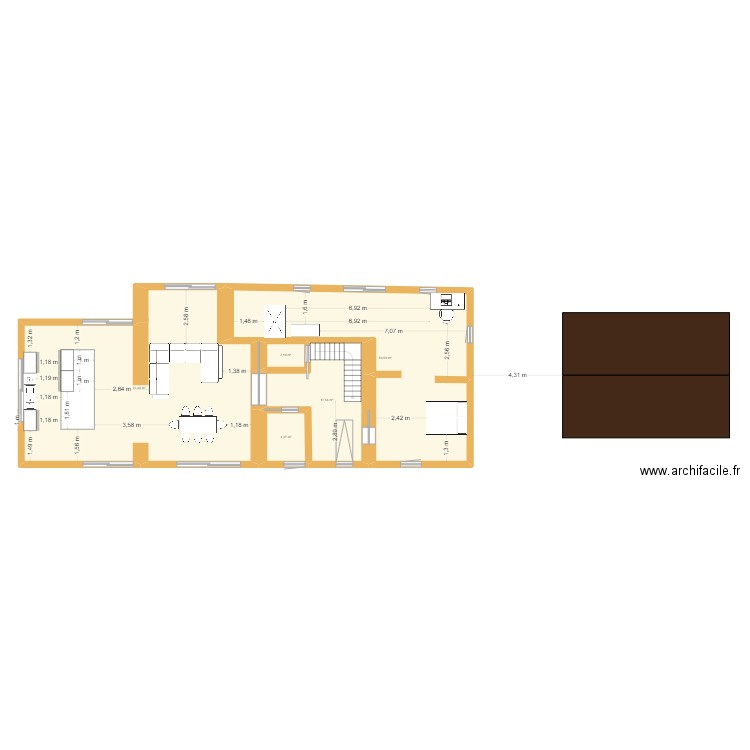 BOURGEROT. Plan de 5 pièces et 148 m2
