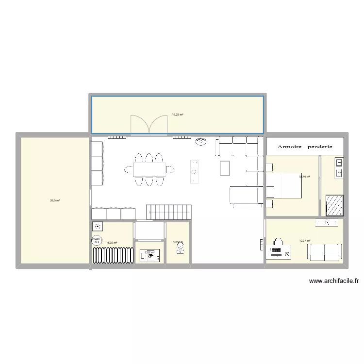 maison en A. Plan de 