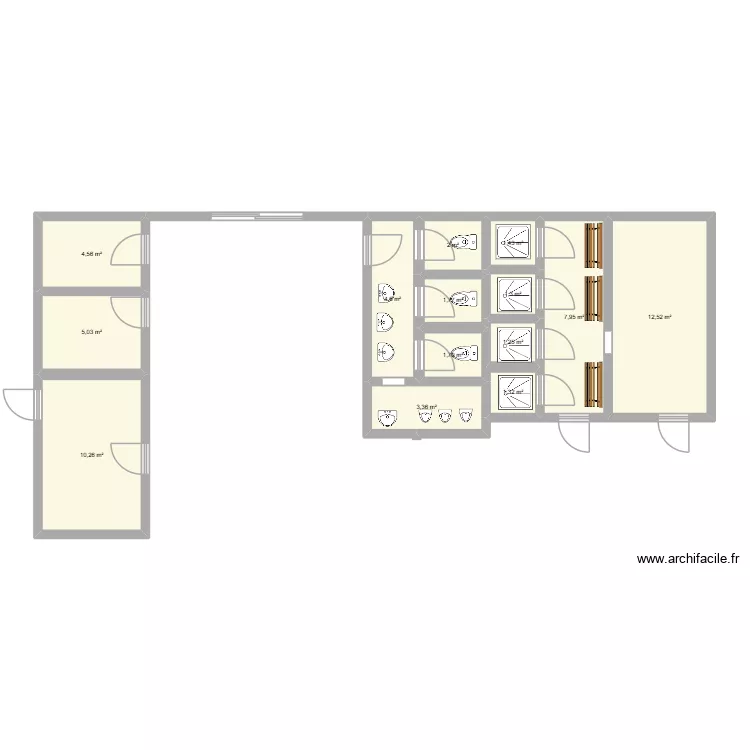 Atelier futur. Plan de 14  et 59 m²