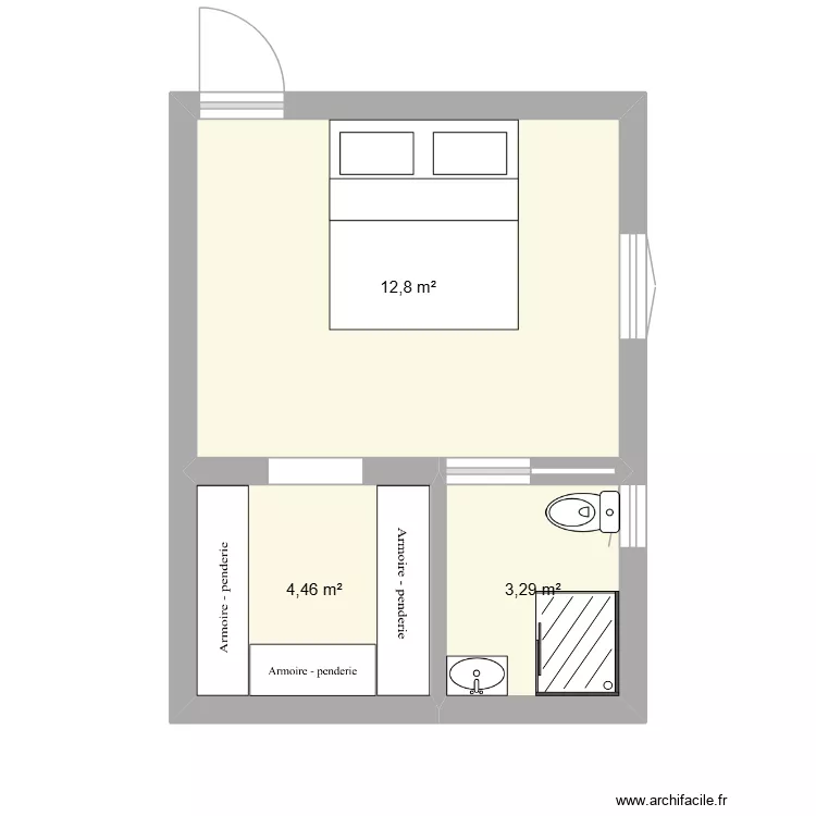 sdb hiesse 2. Plan de 3 pièces et 21 m²