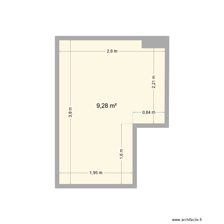 Cuisine projet. Plan de 1 pièce et 9 m2