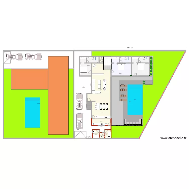 Villa 4 V RDC seul. Plan de 46 et 3124 m² Villa 4 V RDC seul. Plan de 46 et 3124 m²