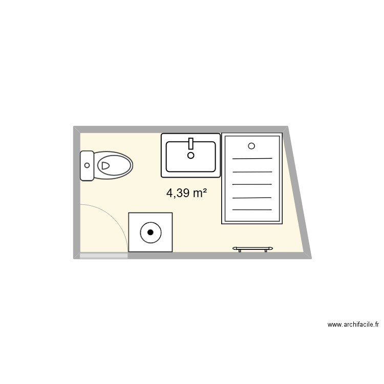 SDB Rambouillet. Plan de 1 pièce et 4 m2