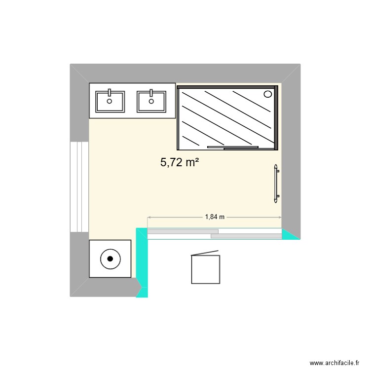 Plan B. Plan de 1 pièce et 6 m2