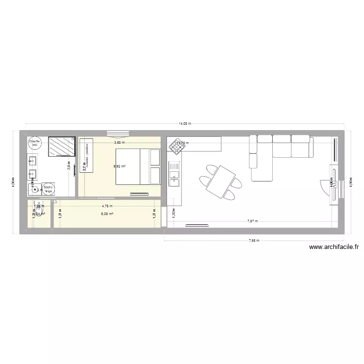 appartement arriere. Plan de 3 pièces et 17 m² appartement arriere. Plan de 3 pièces et 17 m²