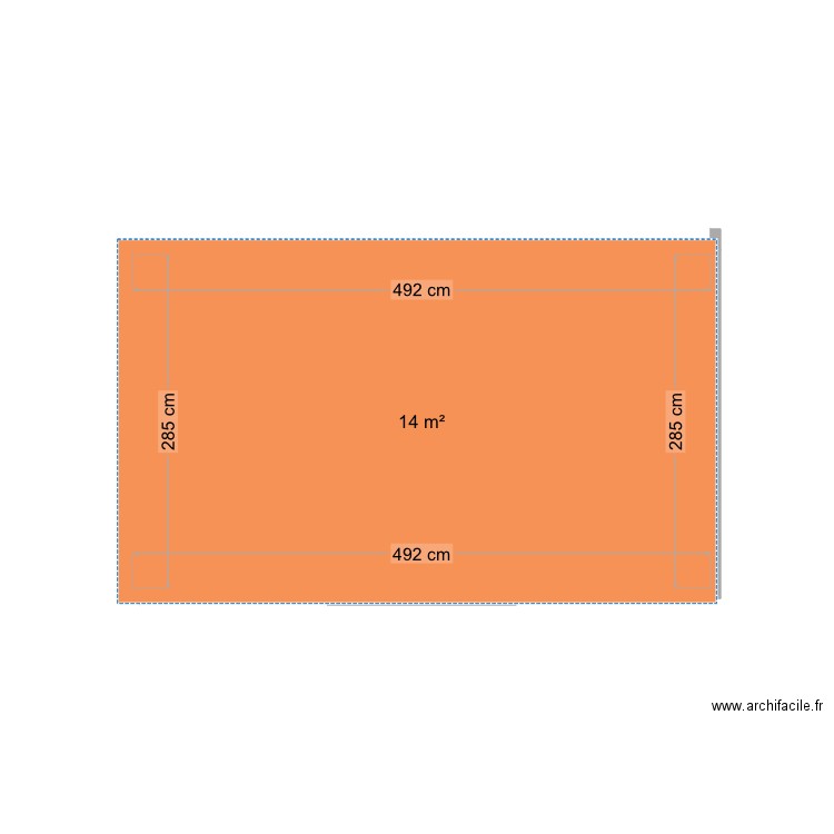 Abri jardin. Plan de 1 pièce et 14 m2