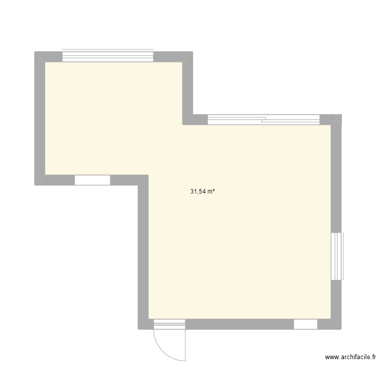 BUREAU. Plan de 1 pièce et 32 m2