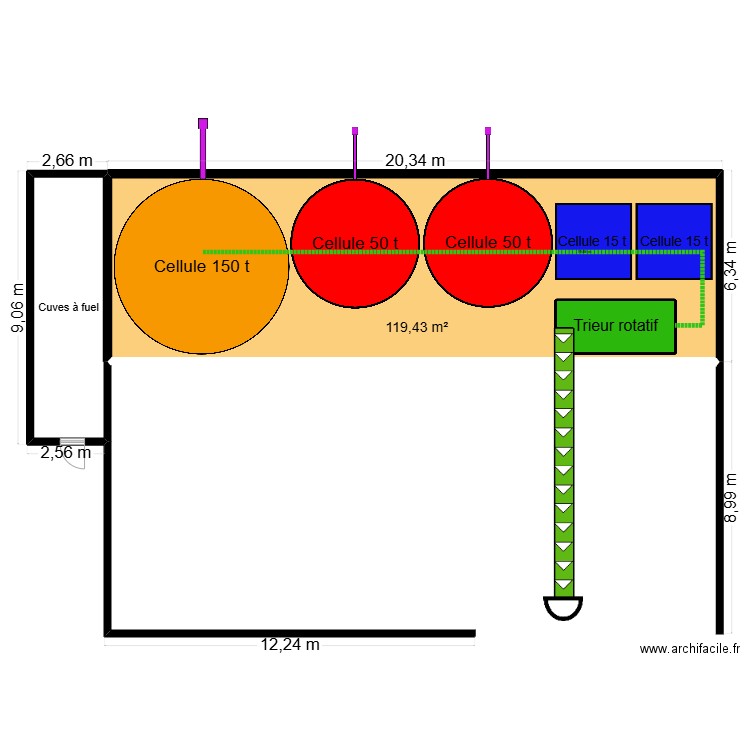 Bâtiment avec installation finie. Plan de 2 pièces et 140 m2