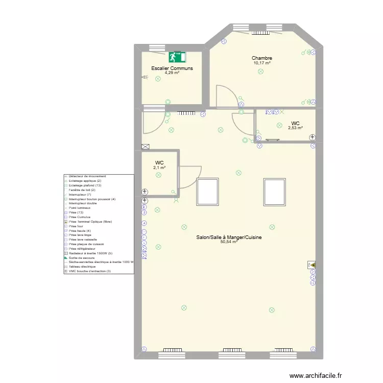 R+2 Couture. Plan de 5 Pièces et 70 m² R+2 Couture. Plan de 5 Pièces et 70 m²