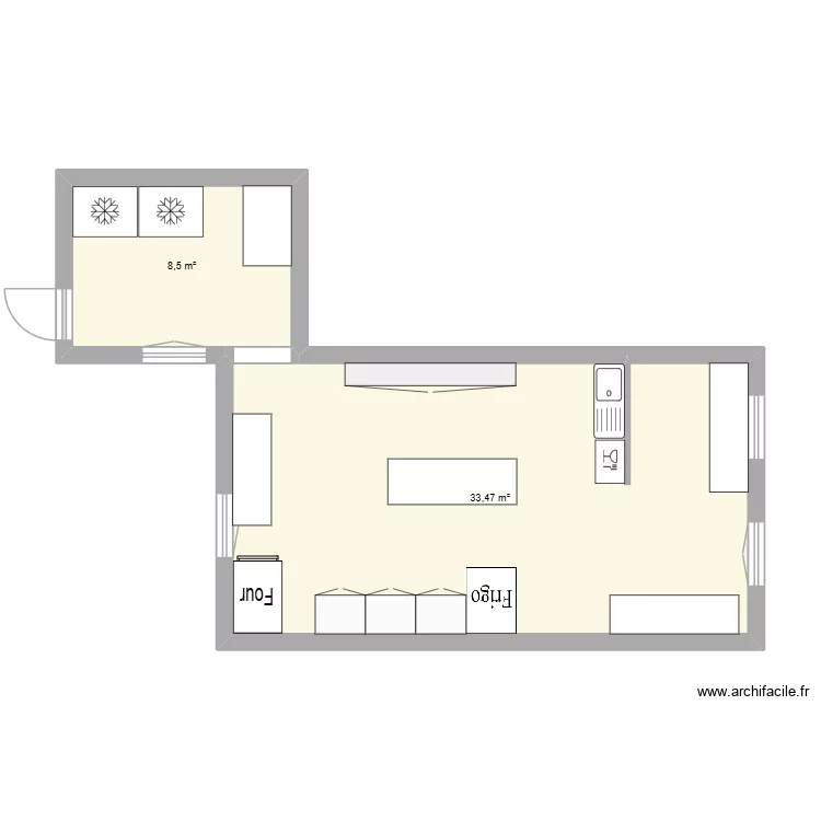 Fournil Plan Aménagement. Plan de 2 Pièces et 42 m² Fournil Plan Aménagement. Plan de 2 Pièces et 42 m²