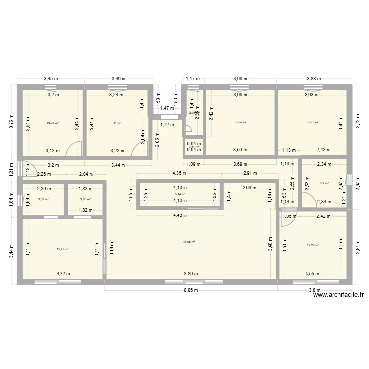 plan flo v2. Plan de 13  et 156 m²