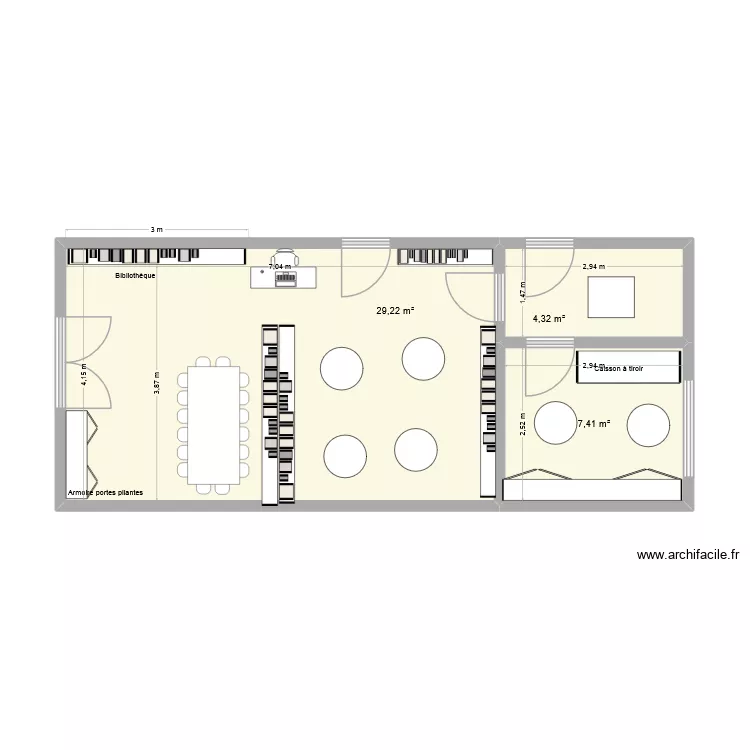 Bibliotheque Elando amenagé. Plan de 3 et 41 m² Bibliotheque Elando amenagé. Plan de 3 et 41 m²