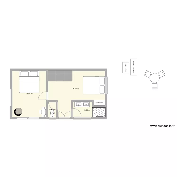 extension 4.54x8.74 -40m2. Plan de 4 Pièces et 34 m² extension 4.54x8.74 -40m2. Plan de 4 Pièces et 34 m²