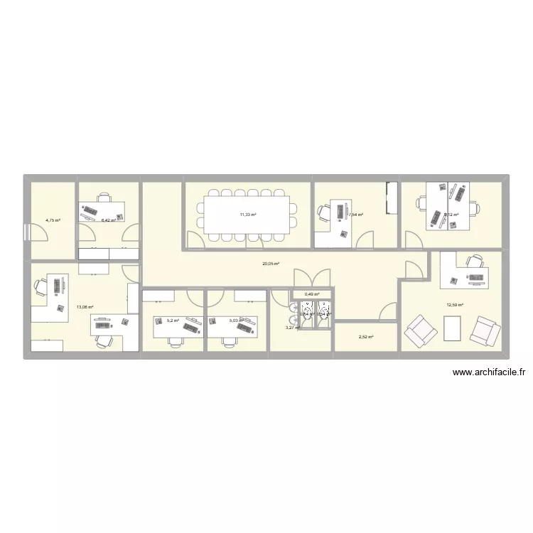 Bureaux Ferrer. Plan de 15  et 102 m²