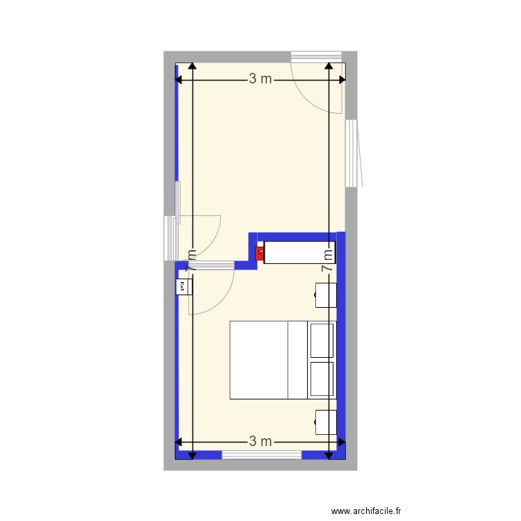 garage complet. Plan de 1 pièce et 21 m2