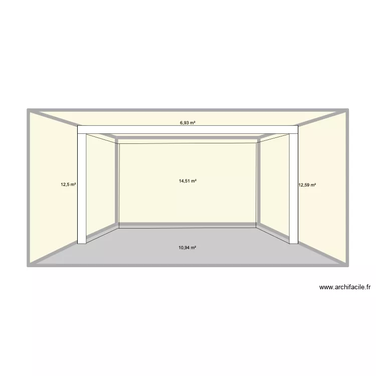 caveau. Plan de 5  et 57 m²