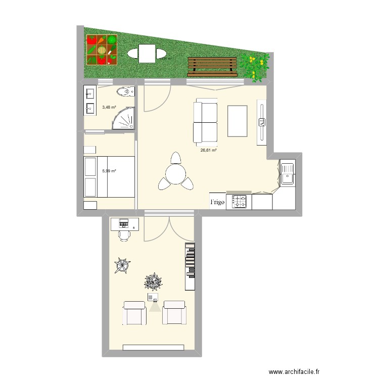 Annexe  les martres 2. Plan de 4 pièces et 54 m2
