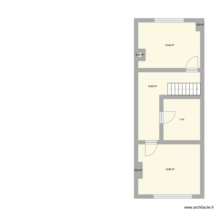 2eme Etage Maison. Plan de 7  et 44 m²