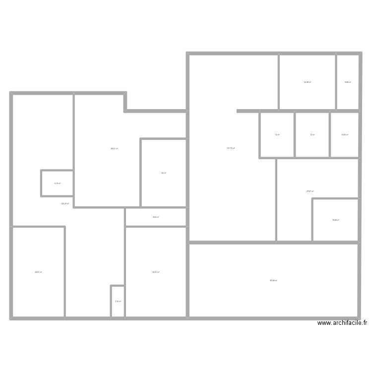 Plan PM1. Plan de 17 pièces et 630 m2