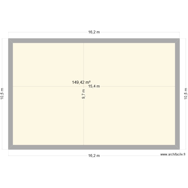 Maison rectangle 01. Plan de 1 pièce et 149 m2