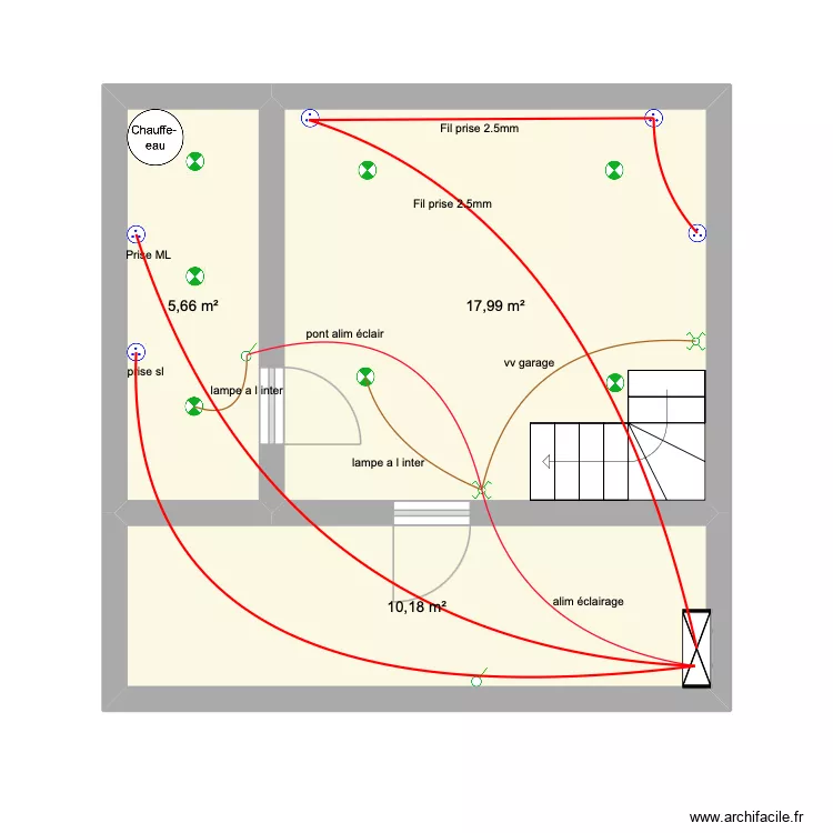 bastien. Plan de 3 pièces et 34 m²