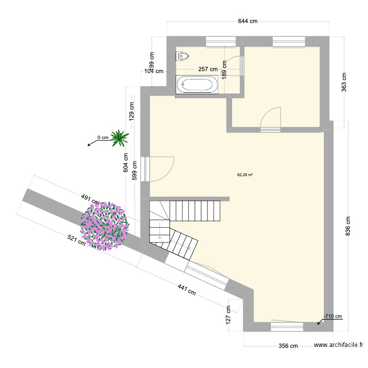 Appart 3 situation. Plan de 1 pièce et 62 m2