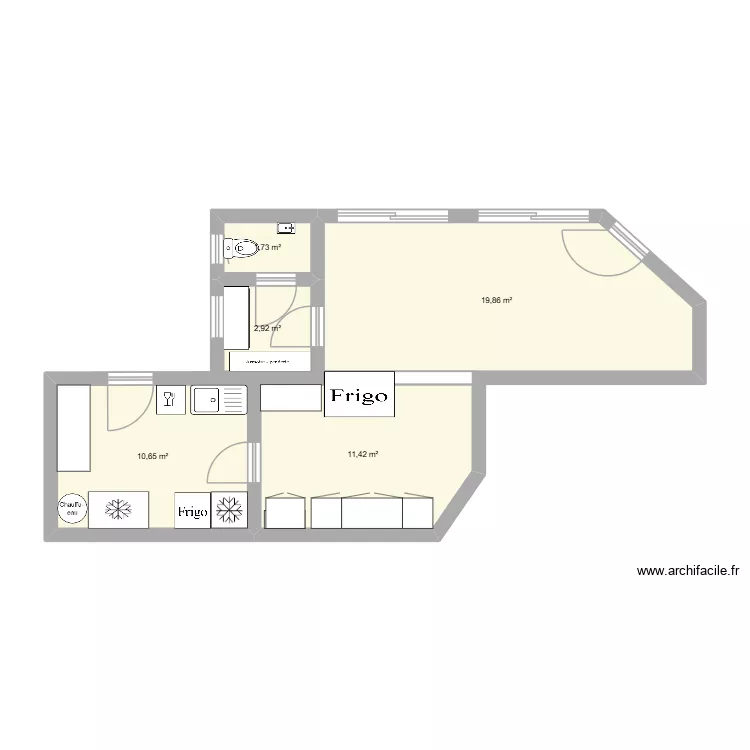 Sandwicherie Chez Marie. Plan de 5  et 47 m²