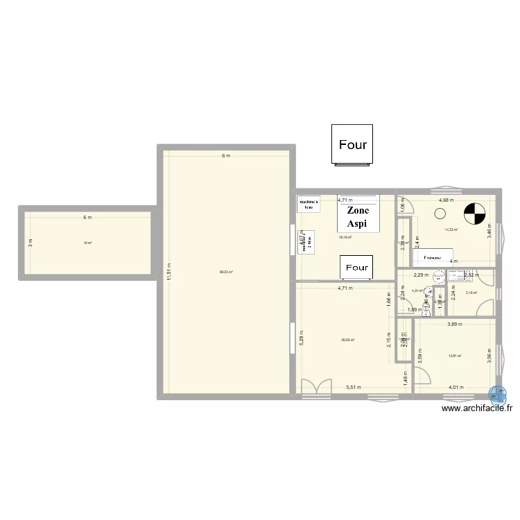 PLAN ROBOTTEC 1bis. Plan de 11  et 174 m²