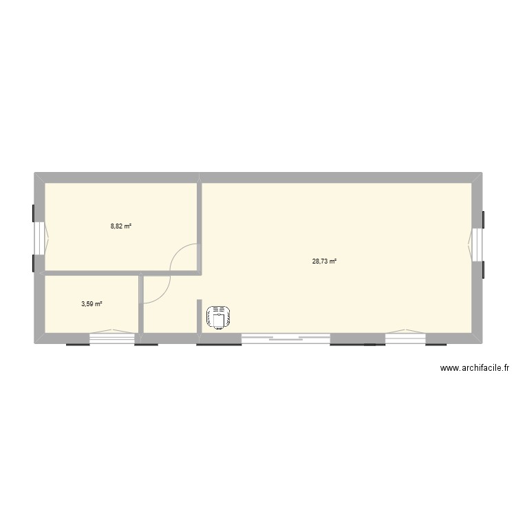 Le Pas de L'ille. Plan de 3 pièces et 41 m2