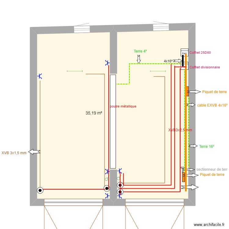 electricité garage. Plan de 0 pièce et 0 m2