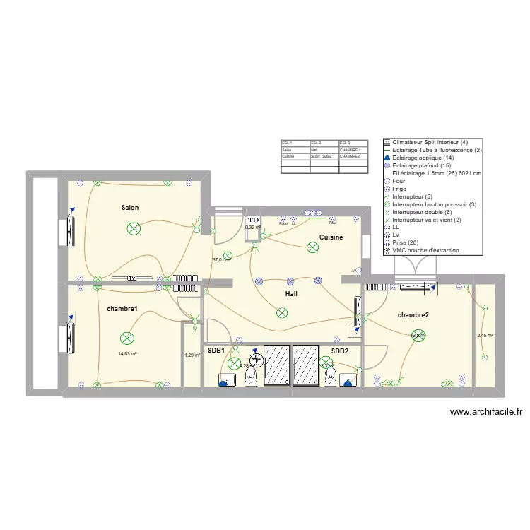 appartement adda benaouda3elec. Plan de 