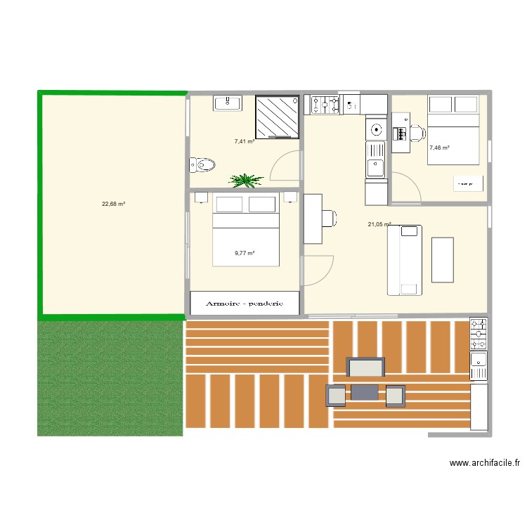 Plan Bungalow 1. Plan de 0 pièce et 0 m2