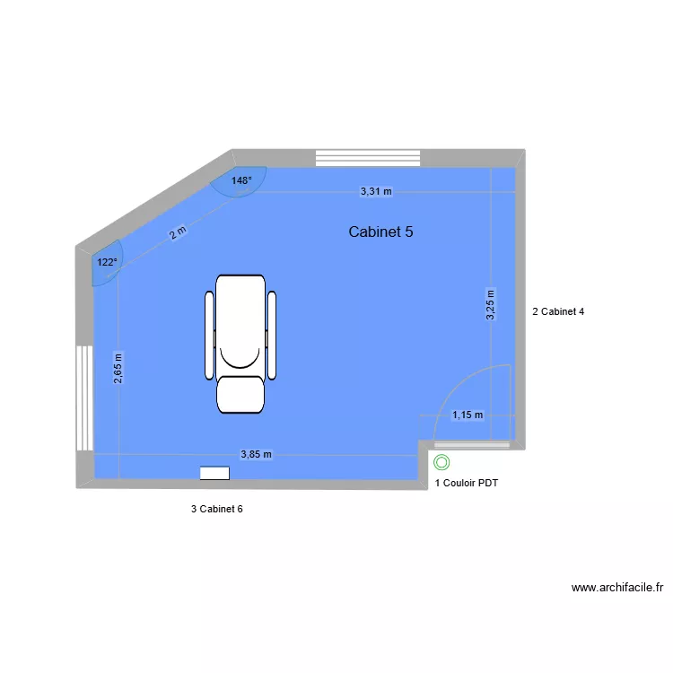 31729 Cabinet 5. Plan de 1  et 17 m²