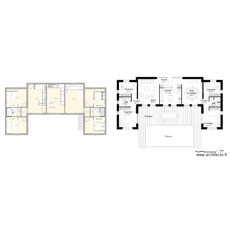 plan dar . Plan de 11 pièces et 100 m2