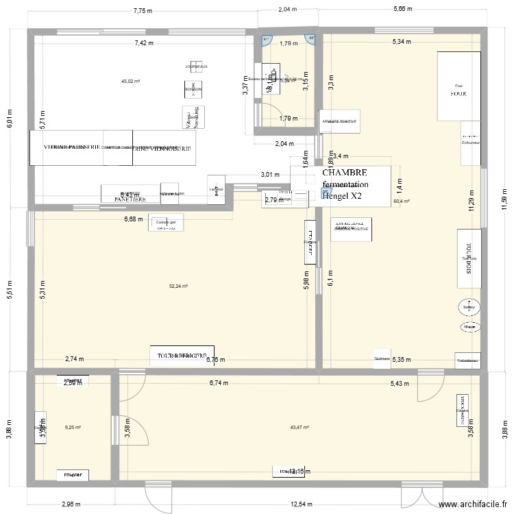Boulangerie LENEmag. Plan de 6 pièces et 216 m2