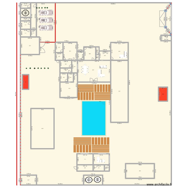 Maison Golf propre. Plan de 37 pièces et -671 m2