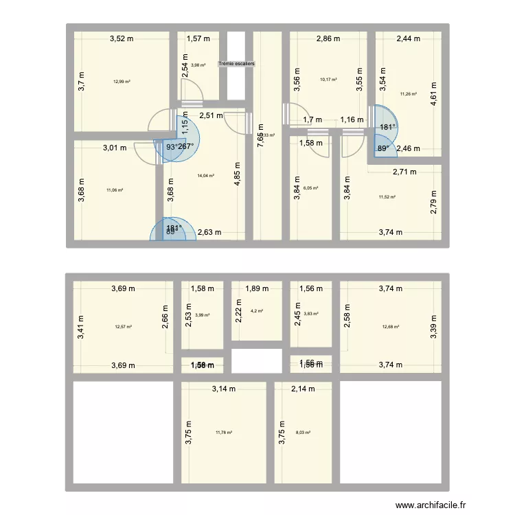 Plan rdc et 1er. Plan de 19 pièces et 150 m² Plan rdc et 1er. Plan de 19 pièces et 150 m²
