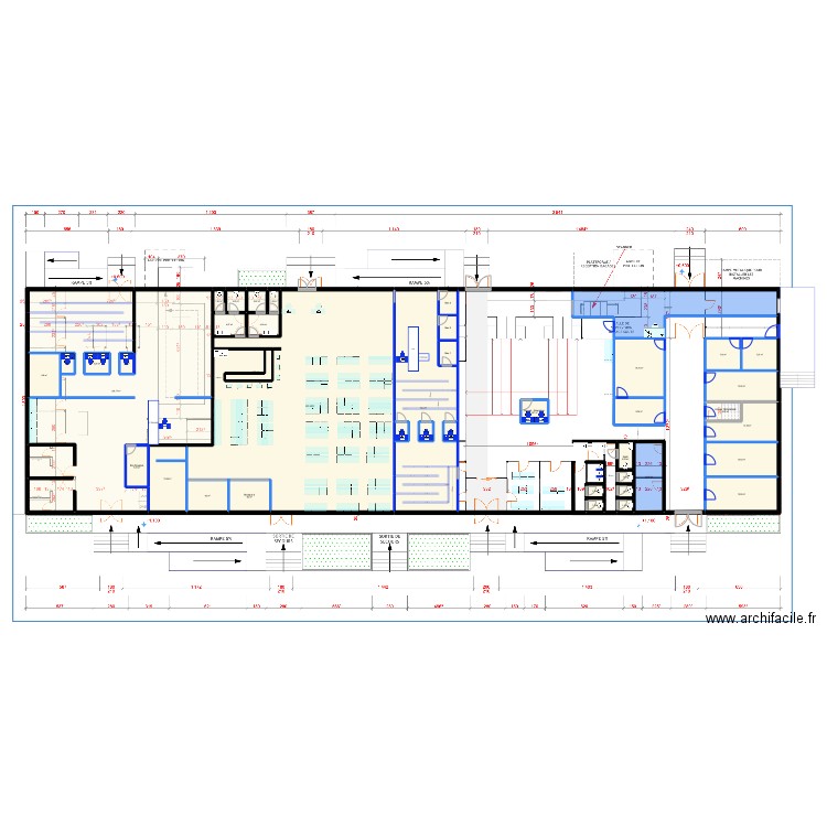 aeroport zig. Plan de 42 pièces et 763 m2