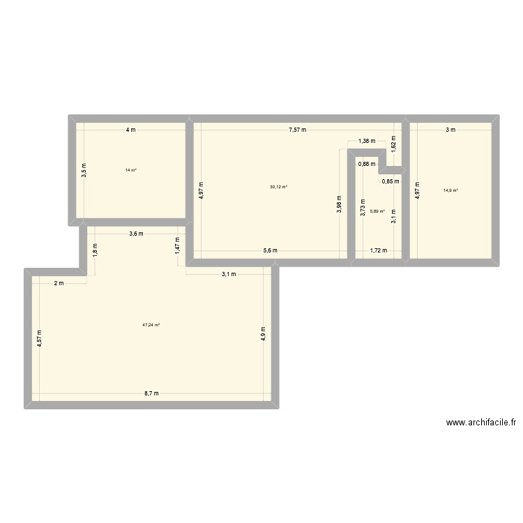 vrai. Plan de 0 pièce et 0 m2