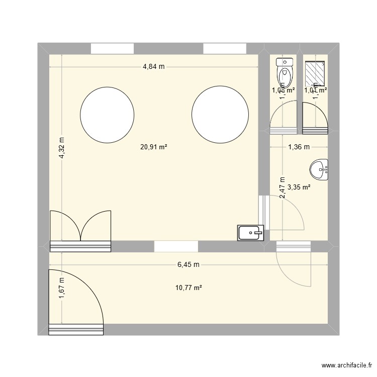 BARAKAT LAAFOU. Plan de 5 pièces et 37 m2
