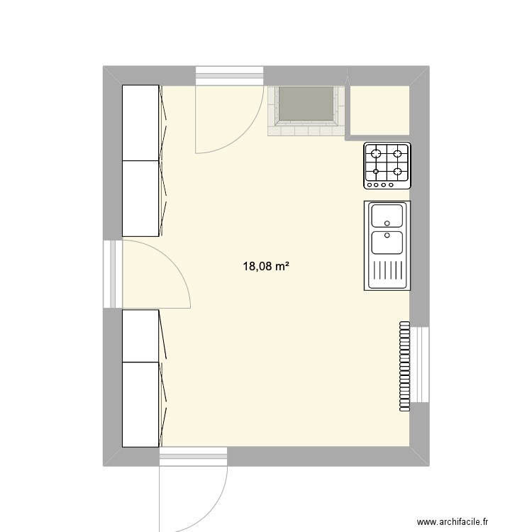 CUISINE RICHARD actuelle. Plan de 1 pièce et 18 m2