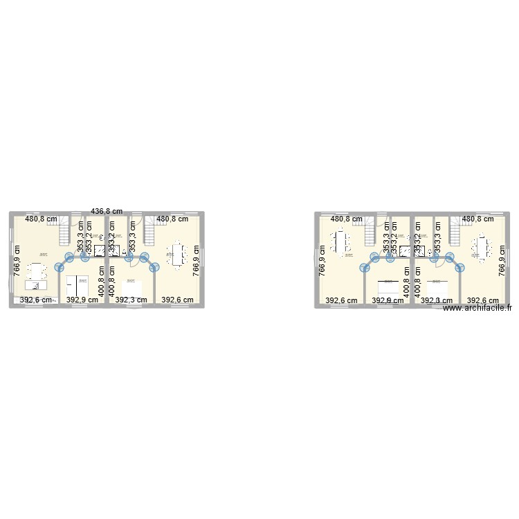 v100a. Plan de 43 pièces et 472 m2
