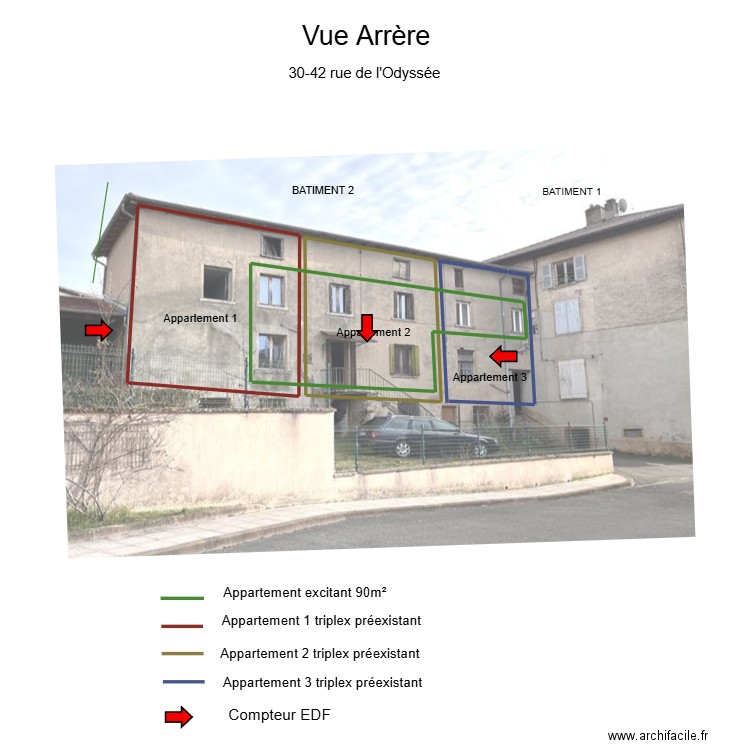 façade bâtiment 2. Plan de 0 pièce et 0 m2