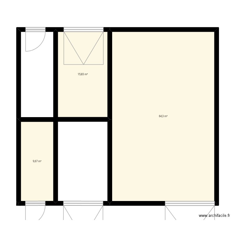 Garage. Plan de 3 pièces et 90 m2