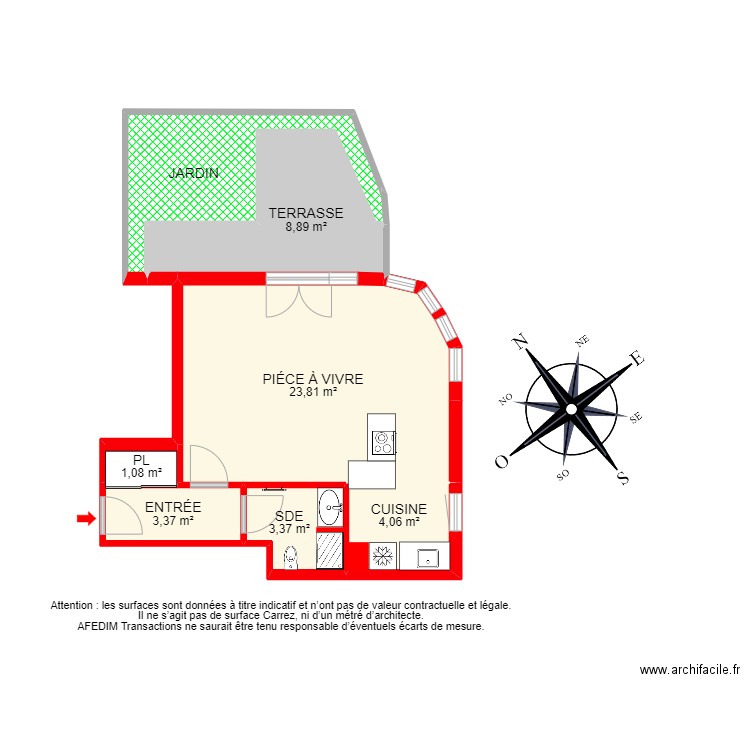 BI 18261 - . Plan de 9 pièces et 66 m2